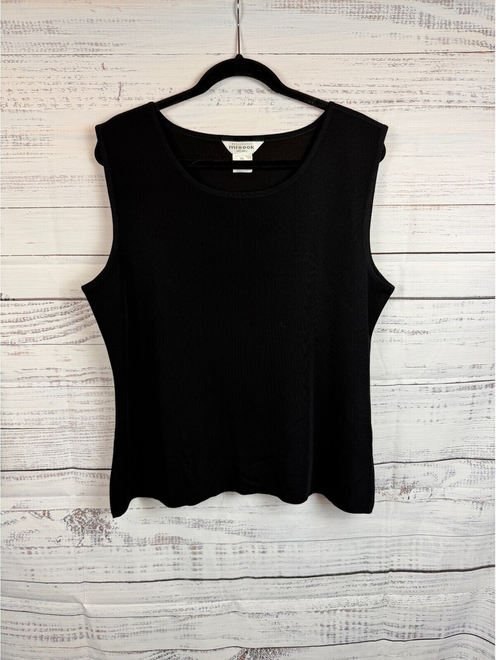 MISOOK black sleeveless knit acrylic top sweater size 1X NWOT #2